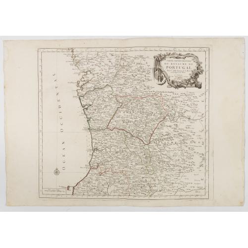 Rare, antique map of  [2 maps] Partie Septentrionale.. Partie Meridionale du Royaume de Portugal..