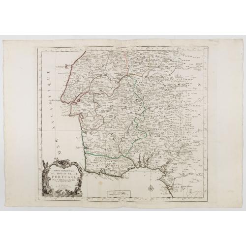 Rare, antique map of  [2 maps] Partie Septentrionale.. Partie Meridionale du Royaume de Portugal..