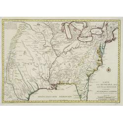 Karte von Luisiana, dem Laufe des Mississipi und den benachbarten Laendern. . .