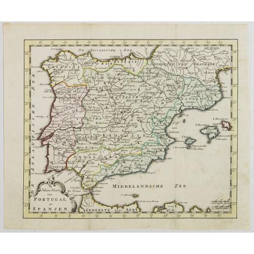 Old map image download for Nieuwe Kaart van Portugal en Spanjen.