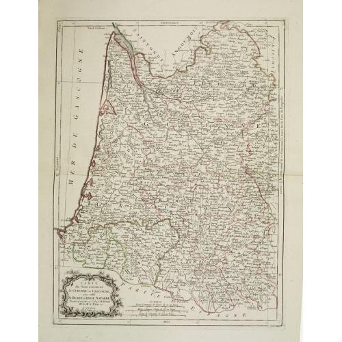 Old map image download for Carte des Gouvernements de Guienne et Gascogne, avec celui de Bearn et basse Navarre. . .