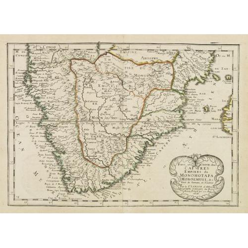 Old map image download for Pays et Coste des Caferes: Empres du Monomotapa Monoemugi. . .