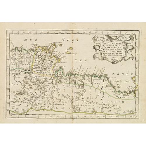 Old map image download for Partie de la Barbarie ou sont les royaumes de Tunis et Tripoli. . .
