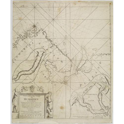 Old map image download for Nieuwe gelyk-gradige Paskaart van Muskovien in grootbestek. Begrypende Noorwegen, Finmarken, Lapland en Rusland. Strekkende van Hitland tot Ysland, Beren Yland. . .