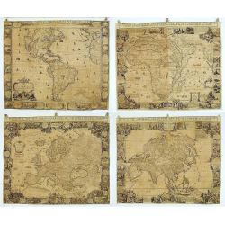 Matching set of four wallmaps of America, Asia, America, Europe.