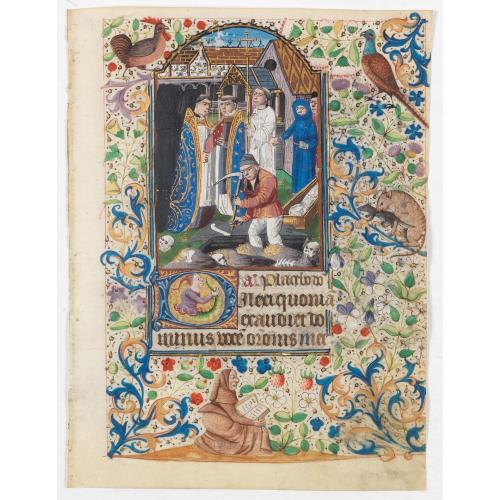 Rare, antique map of Miniature of a burial scene.