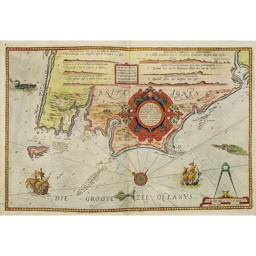 Old map image download for Zee Kaerte van Bretaigne, Inhoudende die zee Custen, Bayen, Eylanden ende havenen tusschen Rouscou ende Groye. . .