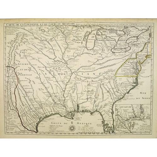 Old map image download for Carte de la Louisiane et du cours du Mississipi.