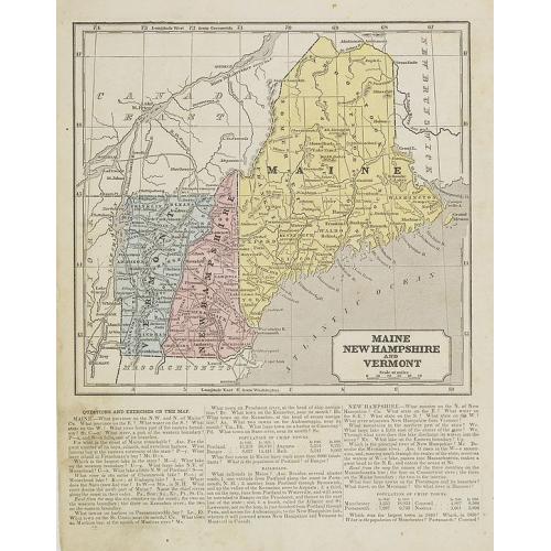 Old map image download for Maine, New Hampshire and Vermont.