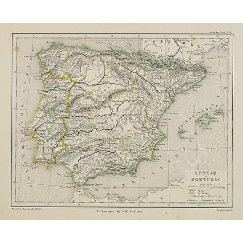 Old map image download for Spanje en Portugal.