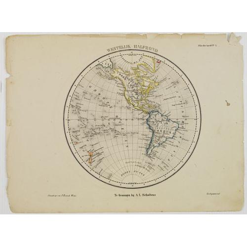 Old map image download for Westelijk Halfrond. [Western hemisphere]