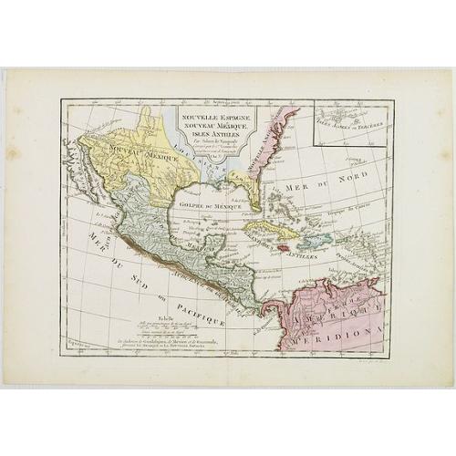 Old map image download for Nouvelle Espagne, Nouveau Méxique, Isles Antilles, par Robert de Vaugondy corrigés par le Cen. Lamarche Géog. Successeur de Vaugondy. l''An 3e.