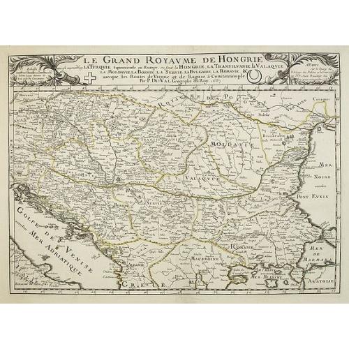 Old map image download for Le grand royaume de Hongrie, la Turquie [...] Hongrie, la Transilvanie, la Valaqvie, la Moldavie, la Bosnie . . .