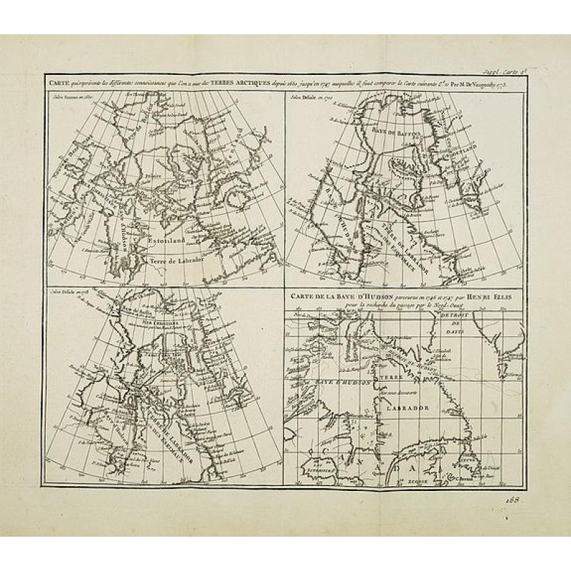 Carte qui représente les différentes connaissances ... des Terres Arctiques depuis 1650 jusqu'en 1747 . . .