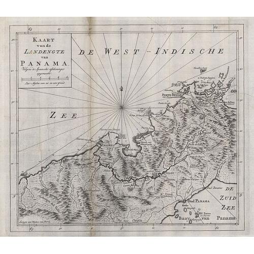 Old map image download for Kaart van de landengte van Panama.