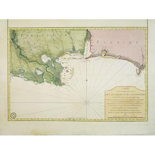 Old map image download for Carte d'une Partie des Cotes de la Floride et de la Louisiane, Contenant le Cours du Mississipi...