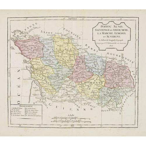 Old map image download for Poitou, Aunis, Saintonge et Angoumois, La Marche, Limousin, et Auvergne.