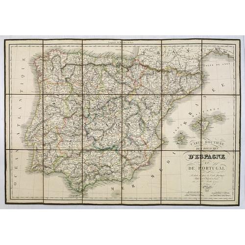Old map image download for Carte Routière des Royaumes d'Espagne et de Portugal.