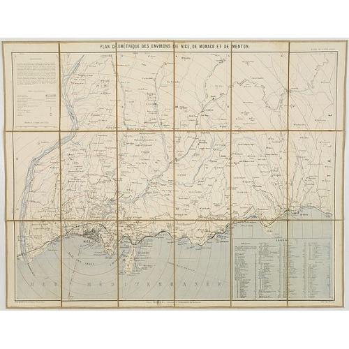 Old map image download for Plan géométrique des environs de Nice, de Monaco, et de Menton.