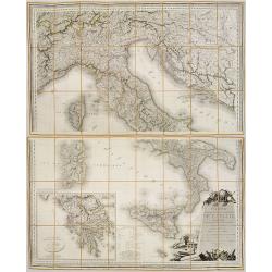 Carte Statistique, Politique, et Mineralogique de l'Italie o'u sont tracées toutes les routes, relais, et distances de postes. . .(2 Maps)