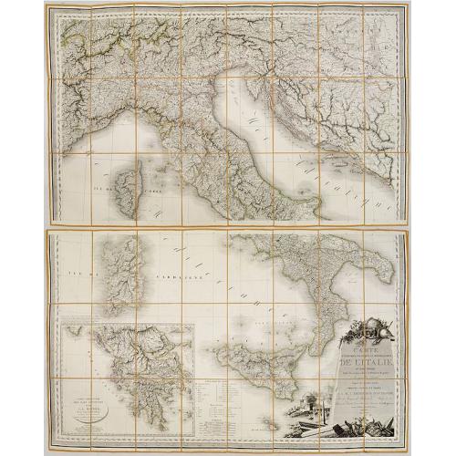 Old map image download for Carte Statistique, Politique, et Mineralogique de l'Italie o'u sont tracées toutes les routes, relais, et distances de postes. . .(2 Maps)