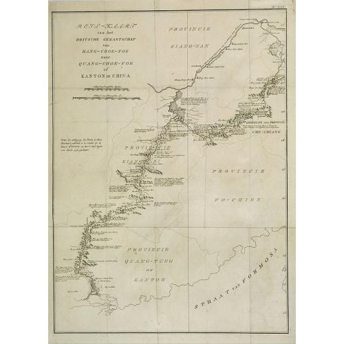 Old map image download for Reis-kaart van het Britsche gezantschap van Hang-choe-foe naar Quang-choe-foe of Kanton in China.