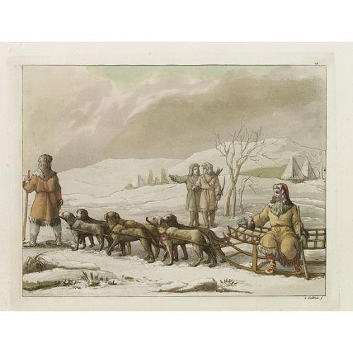 Old map image download for [No title]. [Kamtshadales with sleigh and dogs].