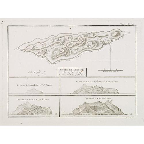 Old map image download for Carte et vues de l'Isle Pitcairn. [Tome I Pl. 9.]