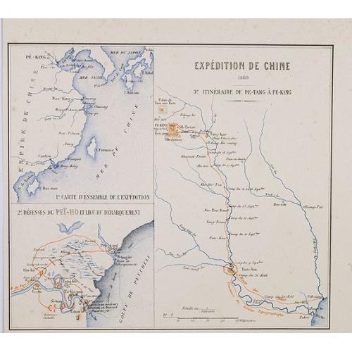 Old map image download for Expédition de Chine 1860 3e itinéraire de Pe-Tang à Pe-King.