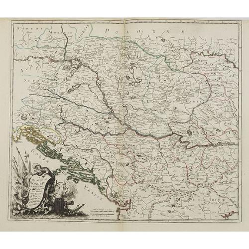 Old map image download for Le Royaume de Hongrie la Transilvanie L'Esclavonie la Croatie et la Bosnie.