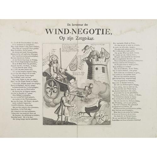 Old map image download for De Inventeur der Wind - Negotie, Op zijn Zeege-kar.
