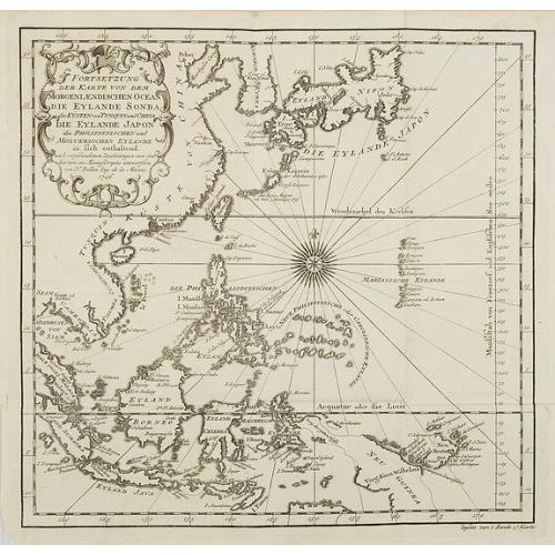 Old map image download for Fortsetzung der Karte von dem Morgenlaendischen Ocean die Eylande Sonda die Küsten von Tunquin und China die Eylande Japon.