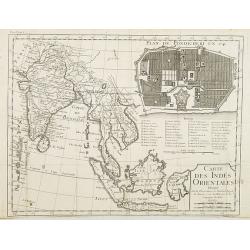 Carte des Indes orientales dressee sur les observations de l'Academie Royale des Sciences, et sur les memoires de la Compagnie des Indes.