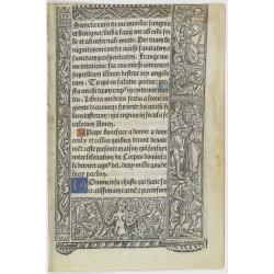 Leaf on vellum from a printed Book of Hours.