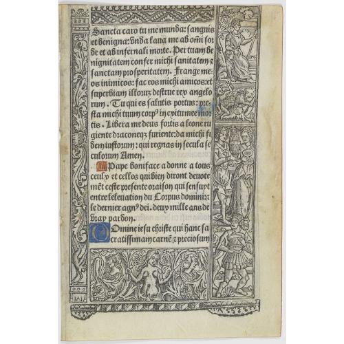 Leaf on vellum from a printed Book of Hours.
