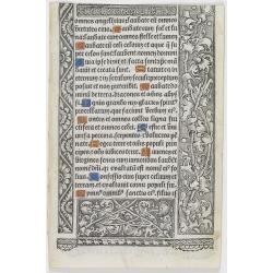 Leaf on vellum from a printed Book of Hours.