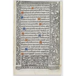 Leaf on vellum from a printed Book of Hours.