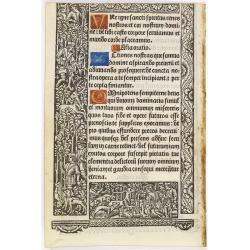 Leaf on vellum from a printed Book of Hours.