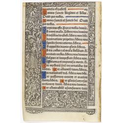 Leaf on vellum from a printed Book of Hours.