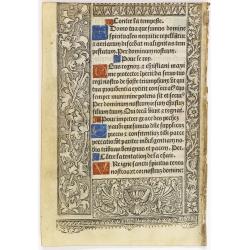 Leaf on vellum from a printed Book of Hours.