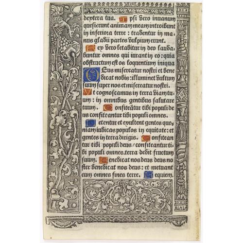 Leaf on vellum from a printed Book of Hours.
