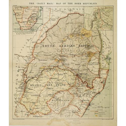 Old map image download for The "Daily Mail" map of the Boer Republics.