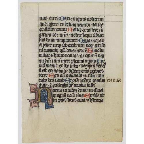 Manuscript leaf, written on vellum, from a Flemish Psalter.
