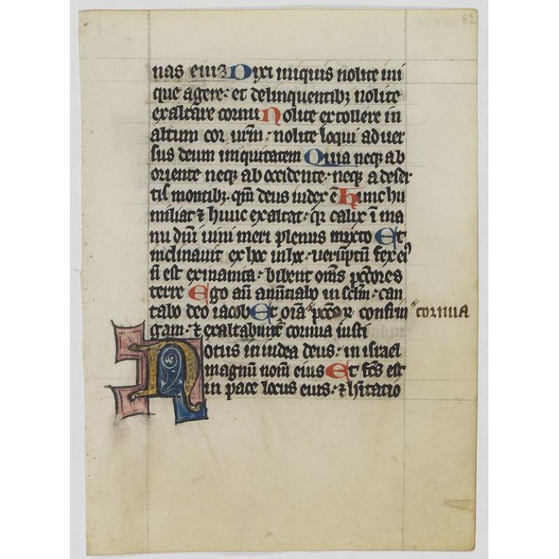 Manuscript leaf, written on vellum, from a Flemish Psalter.