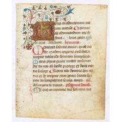 A manuscript leaf from a Book of Hours.