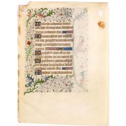 A manuscript leaf from a Book of Hours.