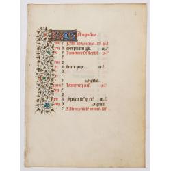 A manuscript leaf from a Book of Hours. (Calendar month of August)