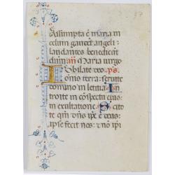 A manuscript leaf from a Book of Hours.