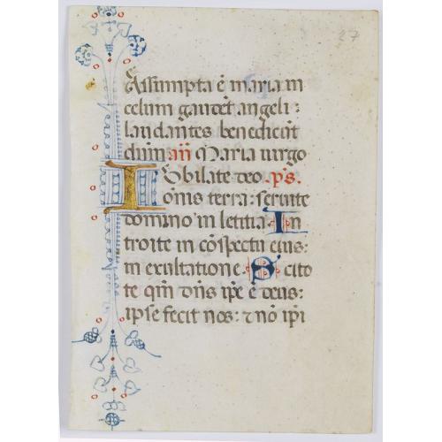 A manuscript leaf from a Book of Hours.