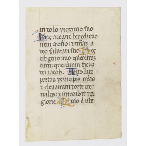 A manuscript leaf from an Italian Book of Hours.